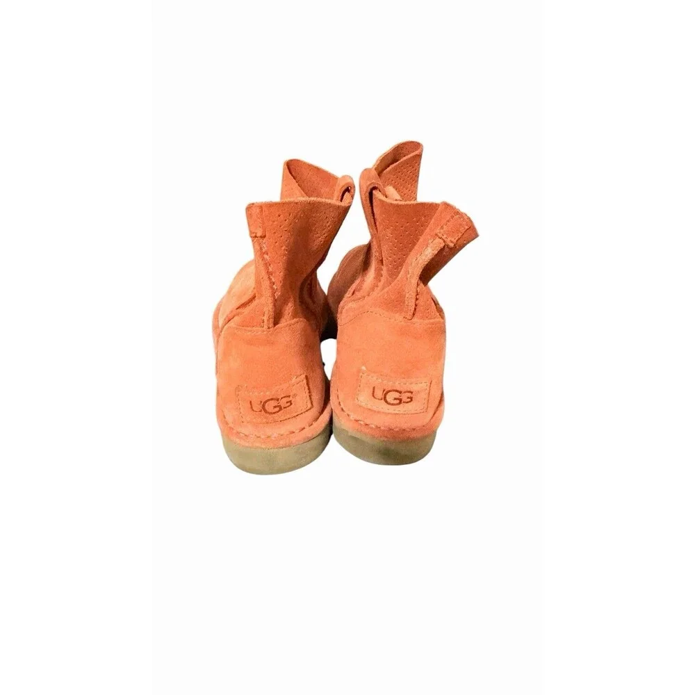 UGG Mini Perforated Boots Unlined Orange Soft Pull On Suede Leather Boots Sz 8